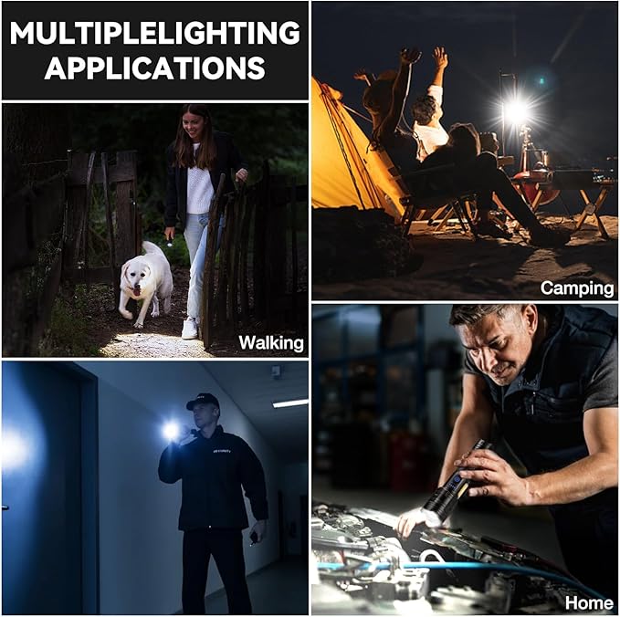 Flashlight Rechargeable 99,000 High Lumen - 2 Pack LED Flash Light with COB, 7 Modes Powerful
