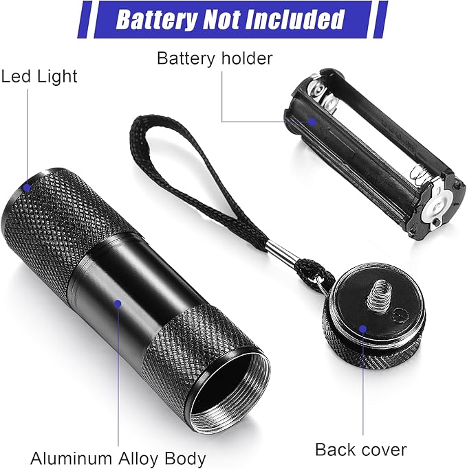 Roceei 10 Pieces UV Blacklight Flashlights, LED Light, Handheld, Mini Light Torch Detector