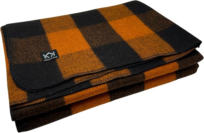 Arcturus Plaid Wool Blankets - 4.5lbs Warm, Heavy, Washable, Large | Great for Camping, Outdoors