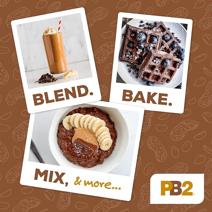 PB2 Powdered Chocolate Peanut Butter with Cocoa | 2lb Jar | 4g of Protein, 90% Less Fat, Certified