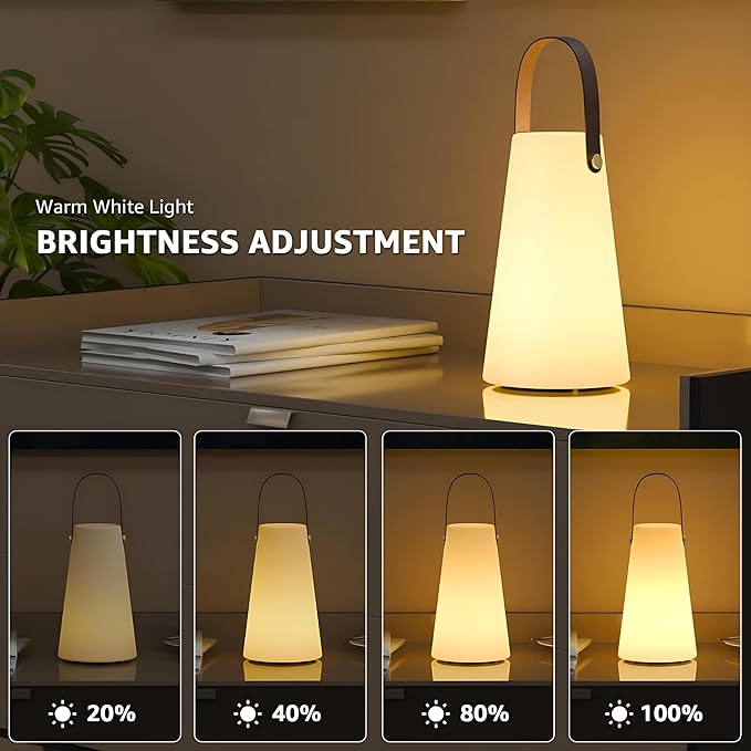 Portable Outdoor Table Lamp, Cordless Rechargeable Outdoor Table Lanterns RGB LED Lights with