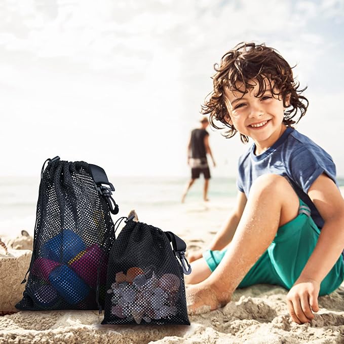 20 PCS With Clips Mesh Drawstring Bags, Portable Nylon Storage Bags for toy,Sports Storage,Outdoor