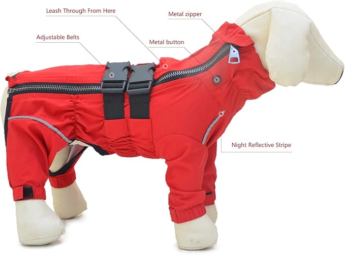 Dogs Waterproof Jacket, Lightweight Waterproof Jacket Reflective Safety Dog Raincoat Windproof