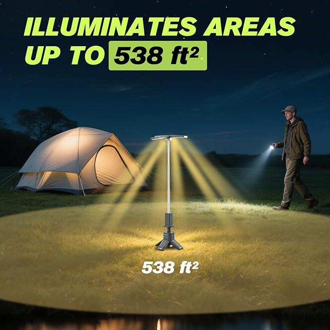 Portable Camping Light, 14000mAh Telescopic Camping Lantern with Rechargeable Power Supply