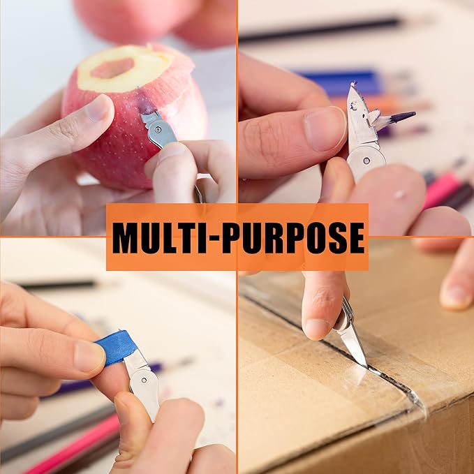 Stainless steel mini folding knife, portable key chain knife and small portable grindstone and