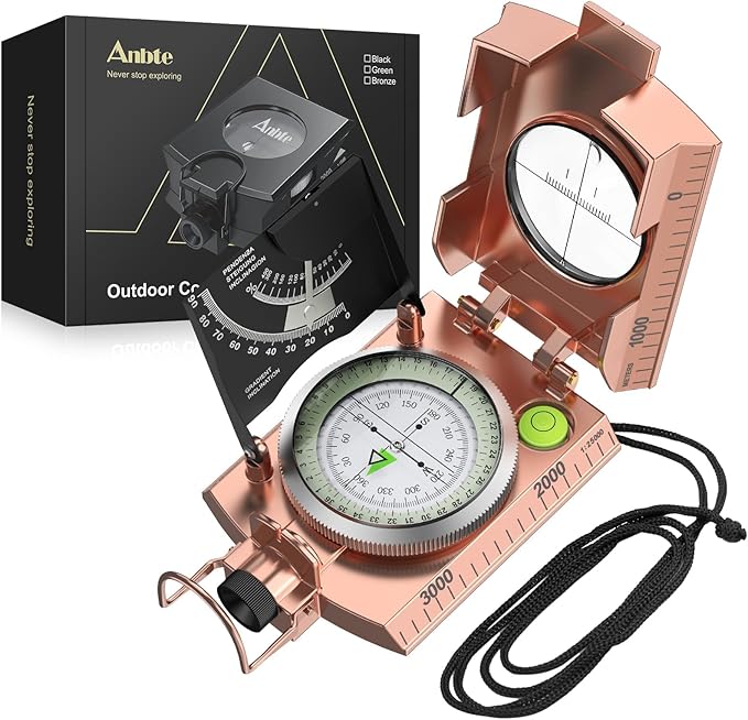 Compass Hiking Survival, IP65 Waterproof Metal Compass with Sighting Clinometer and Carry Bag