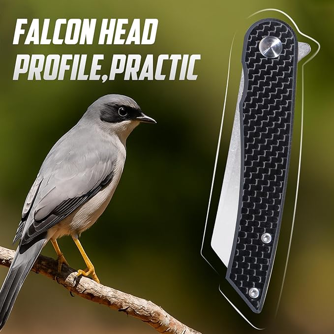 Folding Pocket Knife, 2.79??14C28N Steel Blade Carbon Fibre Handle Flipper Liner Lock Small Praxis