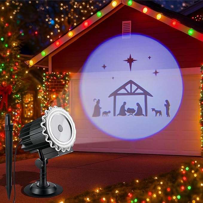 Tuanse Christmas Nativity Outdoor Projector Nativity Scene Projector Light LED Flood Light Holiday