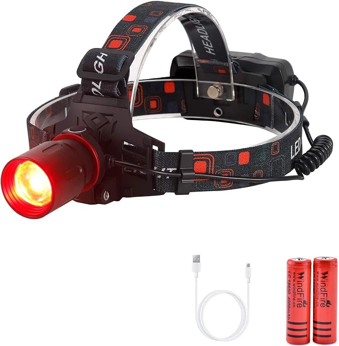 LUXJUMPER Red Light LED Headlamp Red Hunting Flashlight Super Bright 2000 Lumens 3 Lighting Modes