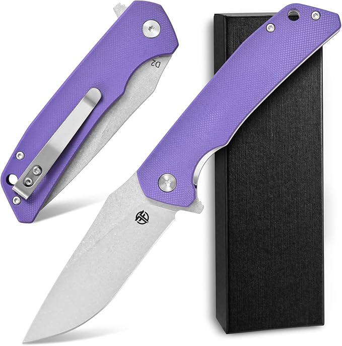 FF17 Folding Pocket Knife,D2 Steel Blade G10 Handle EDC Tool Knife for Outdoor