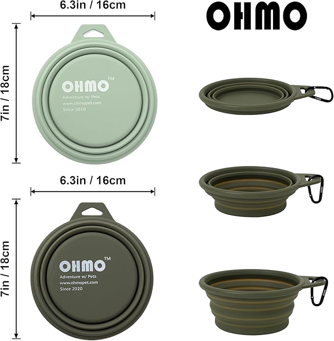 OHMO Large Collapsible Dog Bowls, (2 Pack 27oz/800ml) Premium Silicone Portable Travel Water Food