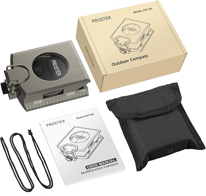Proster IP65 Compass Hiking Survival - Lensatic Sighting Compass for Camping Navigation, Compass
