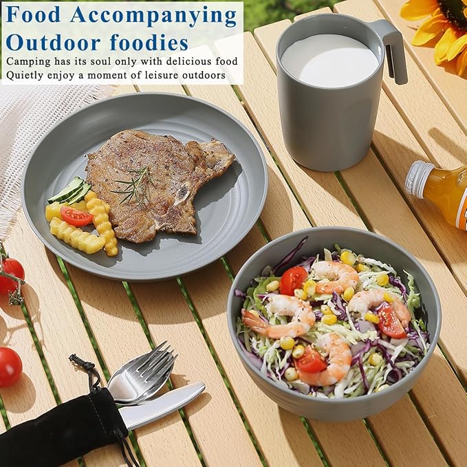 Camping Utensils, Reanea Camping Mess Kit for Travel, Camping, Picnic, Outdoor, Camping Gear