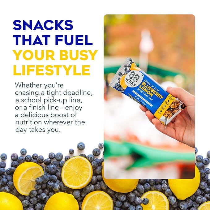 88 Acres Granola Bars | Blueberry Lemon | Gluten Free, Nut-Free Oat and Seed Granola Bar | Vegan &