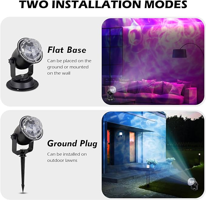 Hekation Christmas Halloween Outdoor Projector Lights, 15 Colors Water Wave Ocean Effect Night