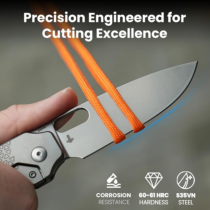 Kizer Varatas Pocket Knife, 3.27 Inches S35VN Blade Folding EDC Knife with Titanium Handle, Thumb