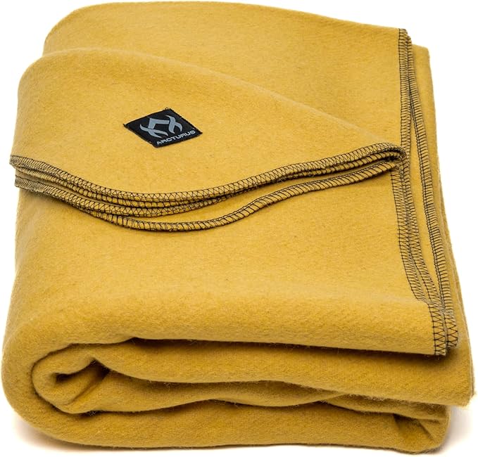 Arcturus Military Wool Blanket - Warm, Thick, Washable - Great for Outdoors, Camping, Stadium