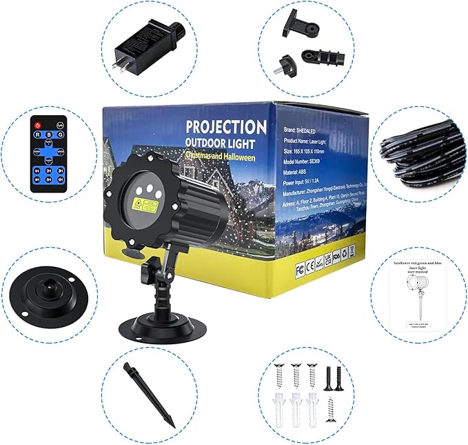 Christmas Projector Lights Outdoor, Garden Light Projector with Timer, Firefly Lights, IP65