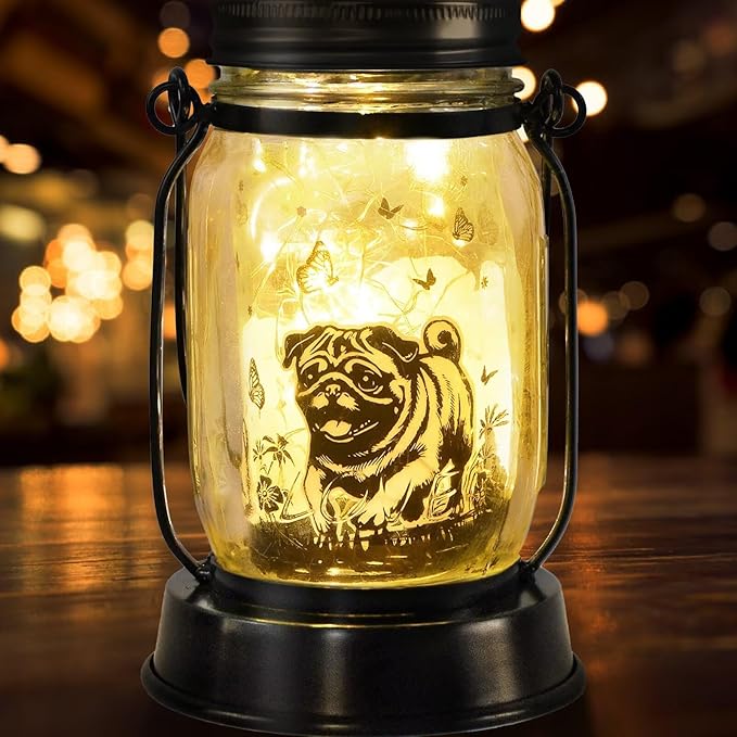 kyoryuger Pug Gifts for Women/Men Pug Solar Lanterns Dog Mom Birthday Dog Lovers Lantern Pet Loss