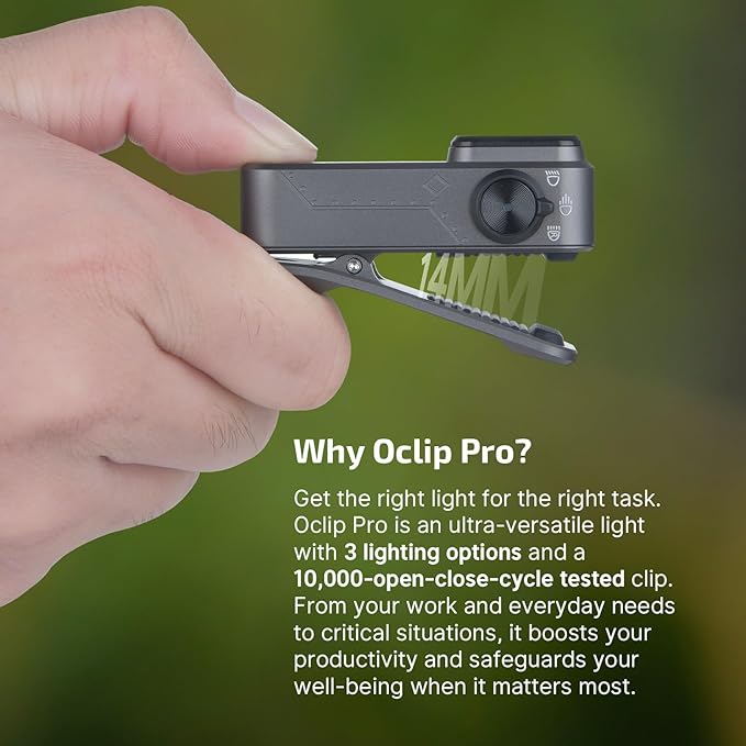 OLIGHT Oclip Pro EDC Flashlight Clip-on Light, Rechargeable 500 Lumens with Three Lighting