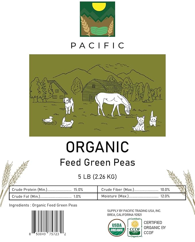 Pacific Organic Petfood Organic Whole Green Pea - Dried Green Peas | Rich with Fiber & Minerals |