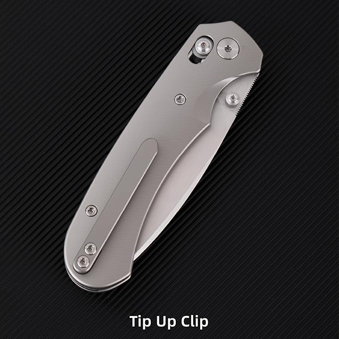 Folding Pocket Knife,3.31” M390 Blade,Erogonomic Titanium Handle,Hunting Survival Knife,EDC Knife