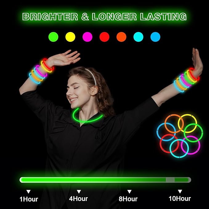 Ultra Bright Halloween Glow Sticks - 500PRO Party Pack with Connectors for Christmas, Neon Birthday