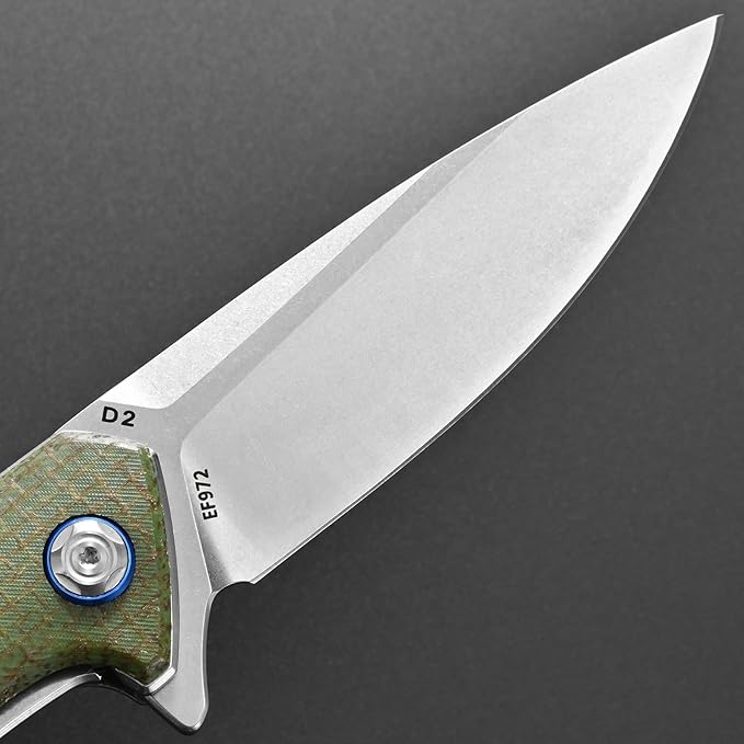 Eafengrow EF972 Folding Knife, D2 Steel Blade Micarta Handle Pocket Knife Folder for Outdoor