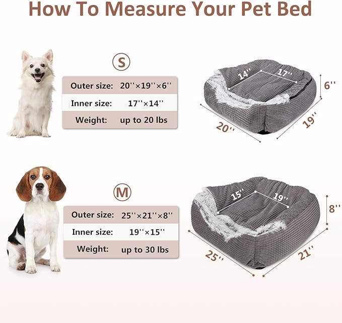 MIXJOY Dog Beds for Medium Large Small Dogs, Rectangle Cave Hooded Blanket Puppy Bed, Luxury