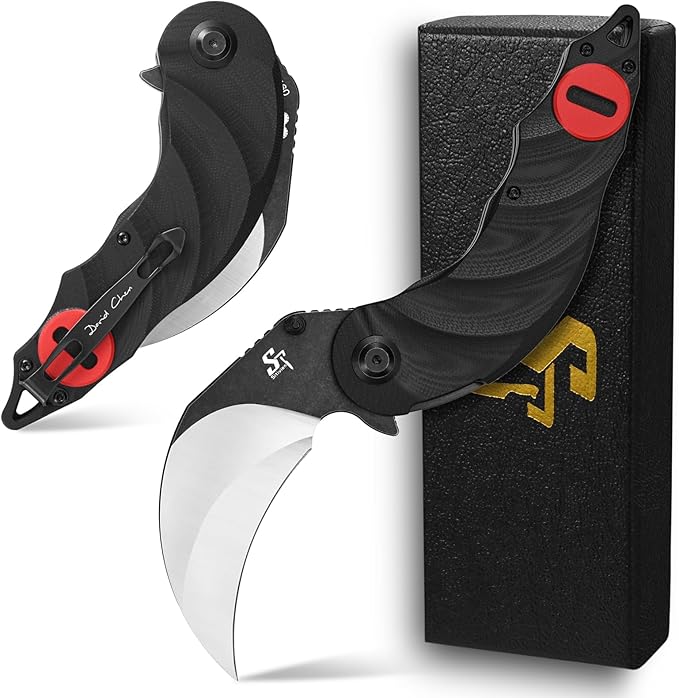 Sitivien ST160 Pocket Folding Knife,K110 Steel Blade with G10 Handle EDC Tool Knife for Outdoor