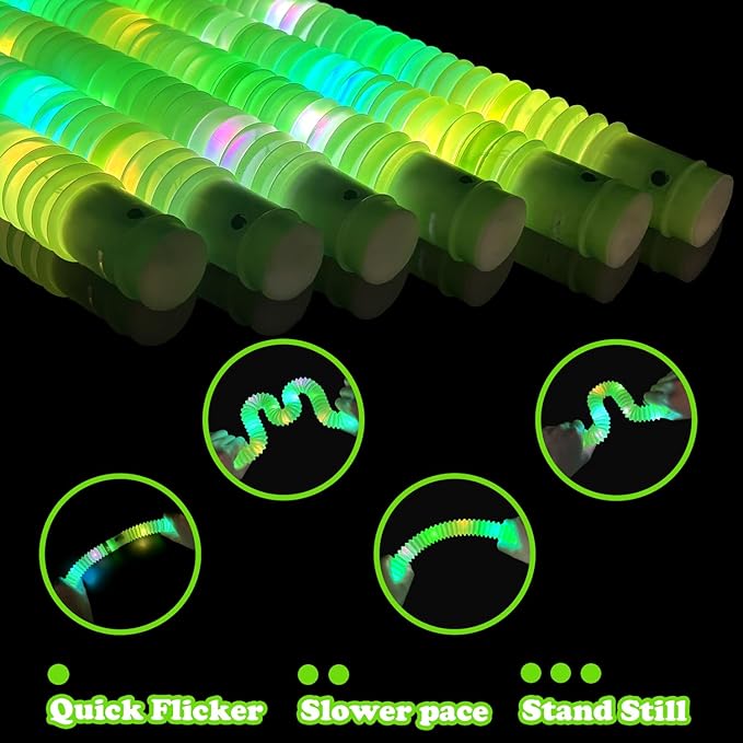 12 - 24 PCS Green Glow Sticks Party Favors for Kids,LED Light up Pop Tubes for Toddlers,Neon