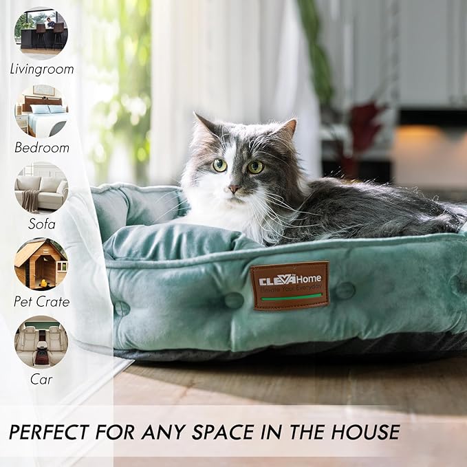 ClevaHome Cat Dog Bed for Small Pets up to 15lbs - Round Cat Beds for Indoor Cats, Machine Washable