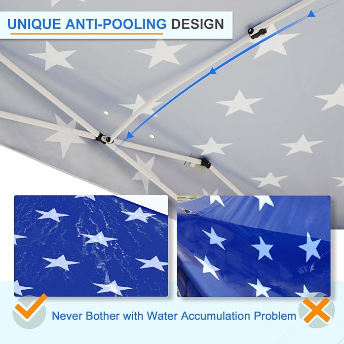 EAGLE PEAK Pop Up Canopy Tent with Wheeled Carry Bag, 8 Stakes, 4 Ropes, 4 Weight Bags, Easy Set Up