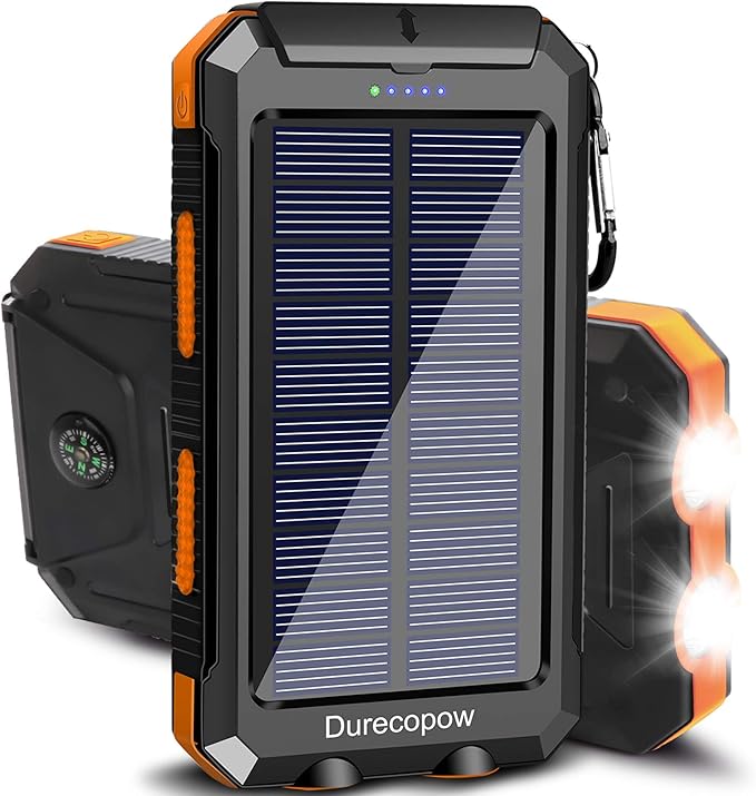 Solar Charger Power Bank, 20000mAh Portable Outdoor Waterproof Solar Battery Charger, Camping