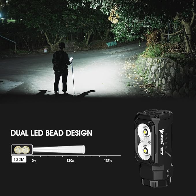 WUBEN E7 EDC Flashlight, 1800 Rechargeable Lumens Mini Flashlight, Super Bright Small Flashlight, 6