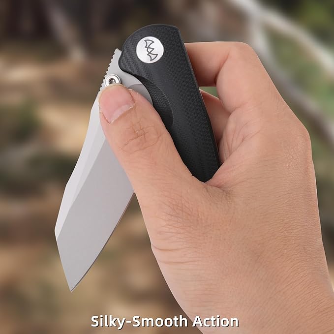 Folding Pocket Knife, 3.35" 14C28N Blade G10 Handle EDC Knife with Liner Lock, Small Pocket Knife