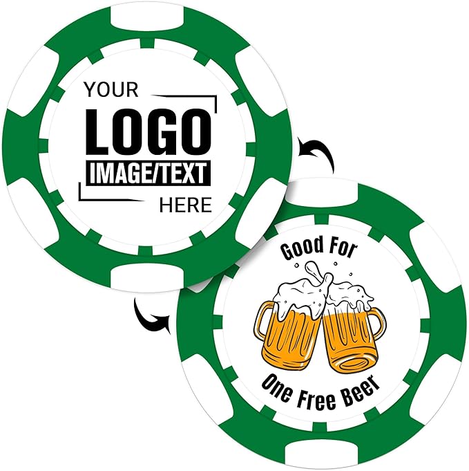 Custom Poker Chips 50 Pcs, Personalized Full Color Chips with Your Logo, Text, or Design, 11.5g