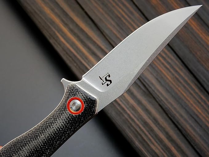 Sitivien ST112 Folding Knife, D2 Blade and Micarta Handle EDC Tool Knife with Pocket Clip for