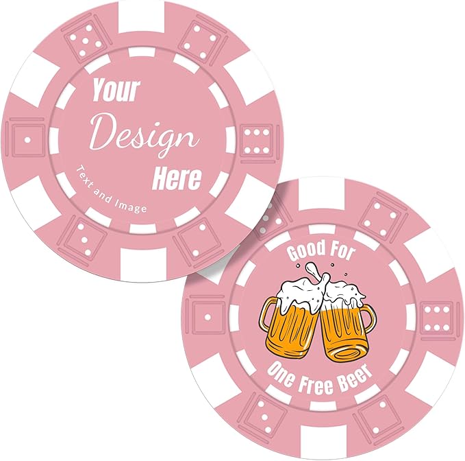 50 Custom Poker Chips,Personalized with Your Logo Image or Text,11.5g Clay Casino Chips for Events