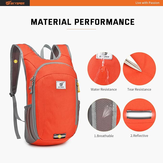 SKYSPER Small Daypack 10L Hiking Backpack Packable Lightweight Travel Day Pack for Women Men