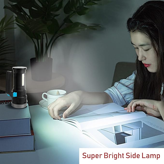 LED Flashlight High Lumens USB Rechargeable Flashlight for Camping, Hiking, Walking, Powerful