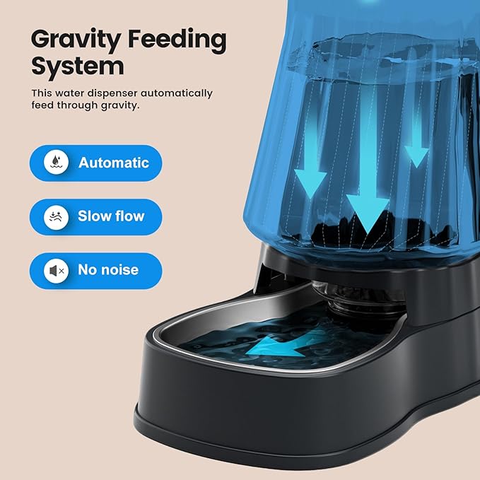 Gardner Pet Automatic Dog Water Dispenser Gravity Stainless Steel Water Waterer Feeder, 100%