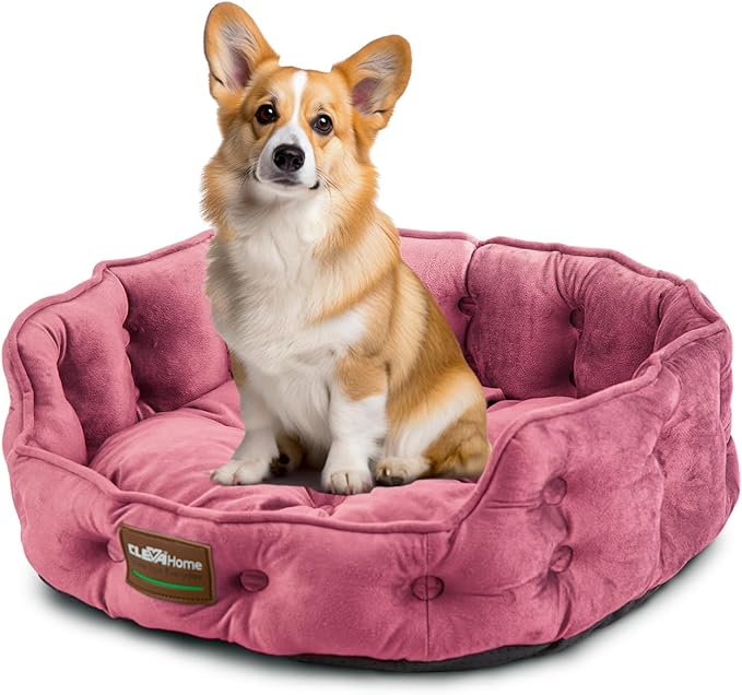 ClevaHome Cat Dog Bed for Small Pets up to 15lbs - Round Cat Beds for Indoor Cats, Machine Washable
