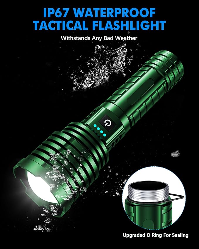Super Bright Rechargeable LED Flashlights 5000.000 High Lumen, Flashlight Up to 25H Long Battery