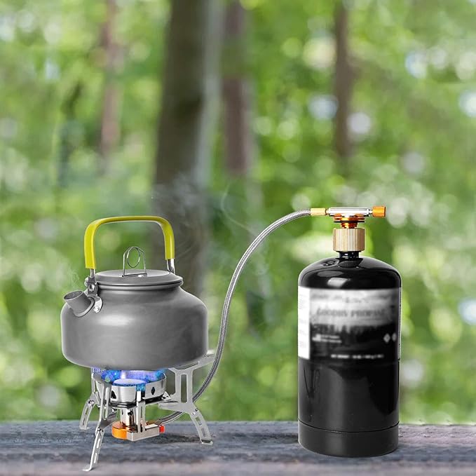 Odoland 3500W/6800W Windproof Camp Stove Camping Gas Stove with Fuel Canister Adapter, Piezo