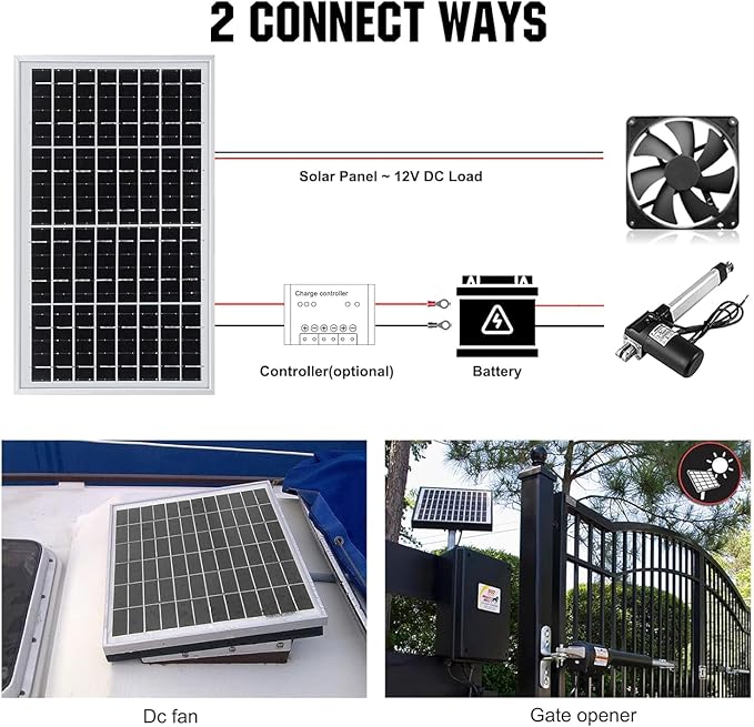 12V 10W Monocrystalline Solar Panel Battery Charger Portable for Vehicle Gate Opener Electrical