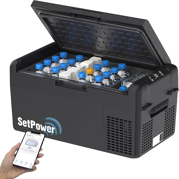 Setpower 12V Refrigerator 21 Quart Portable Freezer 50 Hours Keep Cool,Electric Cooler for Vehicles