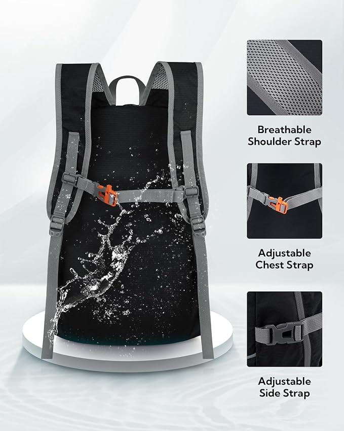 WATERFLY Hiking Foldable Daypack Backpack: 25/35L Ultra Lightweight Packable Waterproof Outdoor