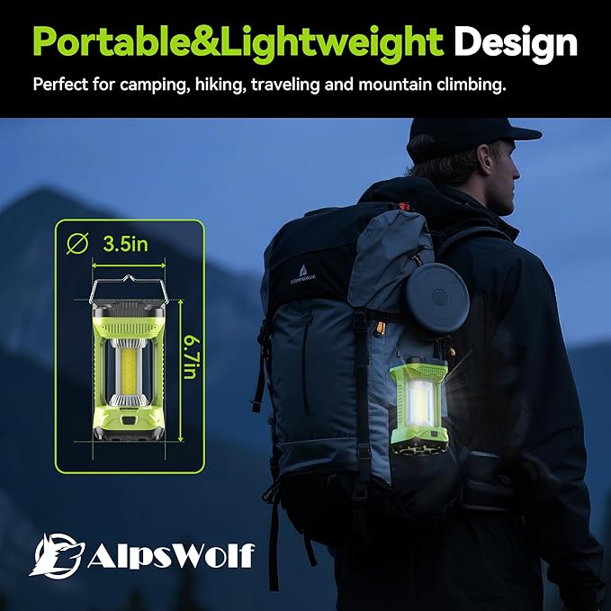 AlpsWolf Camping Lantern Rechargeable, 1000LM 4 Light Modes Camping Light 4000mAh Rechargeable