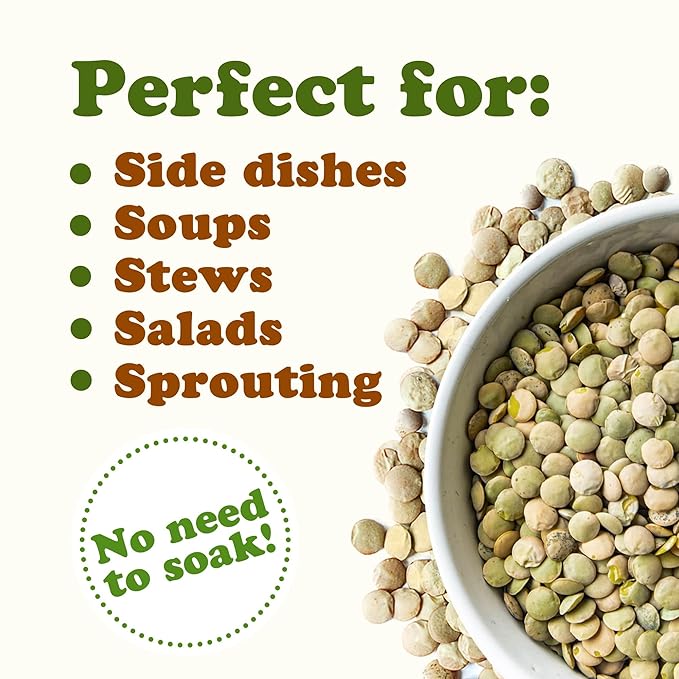 Food to Live - Whole Green Lentils, 5 Pound Dried Raw Lentils, Sproutable, Kosher, Vegan. Rich in